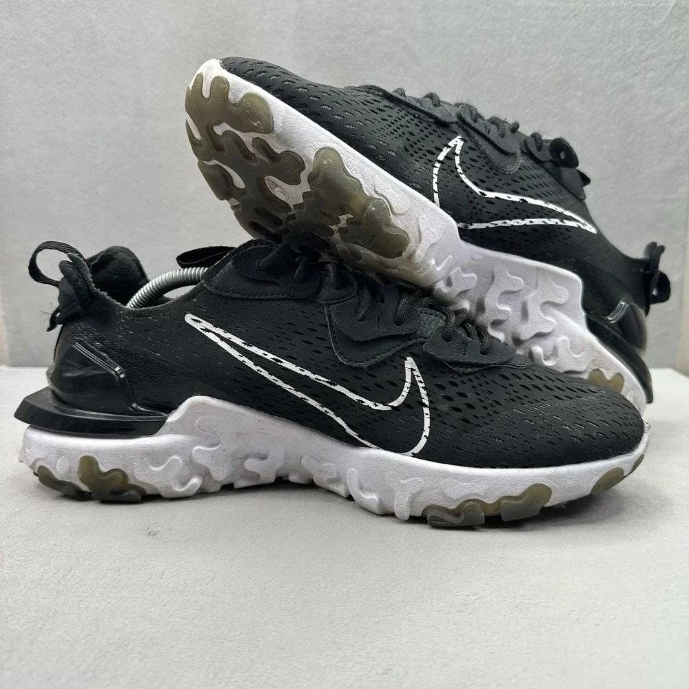 Nike React Vision Mens Size 12 Shoes Black / White Athletic Running Sneakers